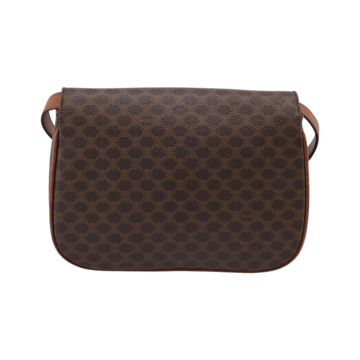 Celine Vintage Macadam Canvas and Leather, Brown, PVC, Shoulder Bag