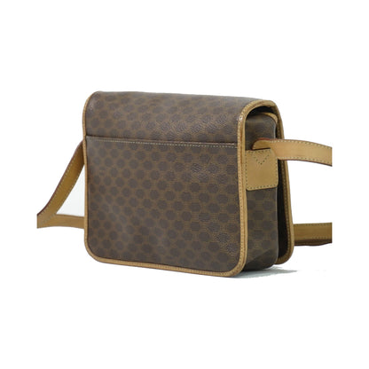 Celine Vintage Macadam Canvas and Leather, Brown, Canvas, Shoulder Bag