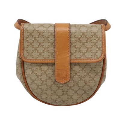 Celine Vintage Macadam Canvas and Leather, Beige, Canvas, Shoulder Bag