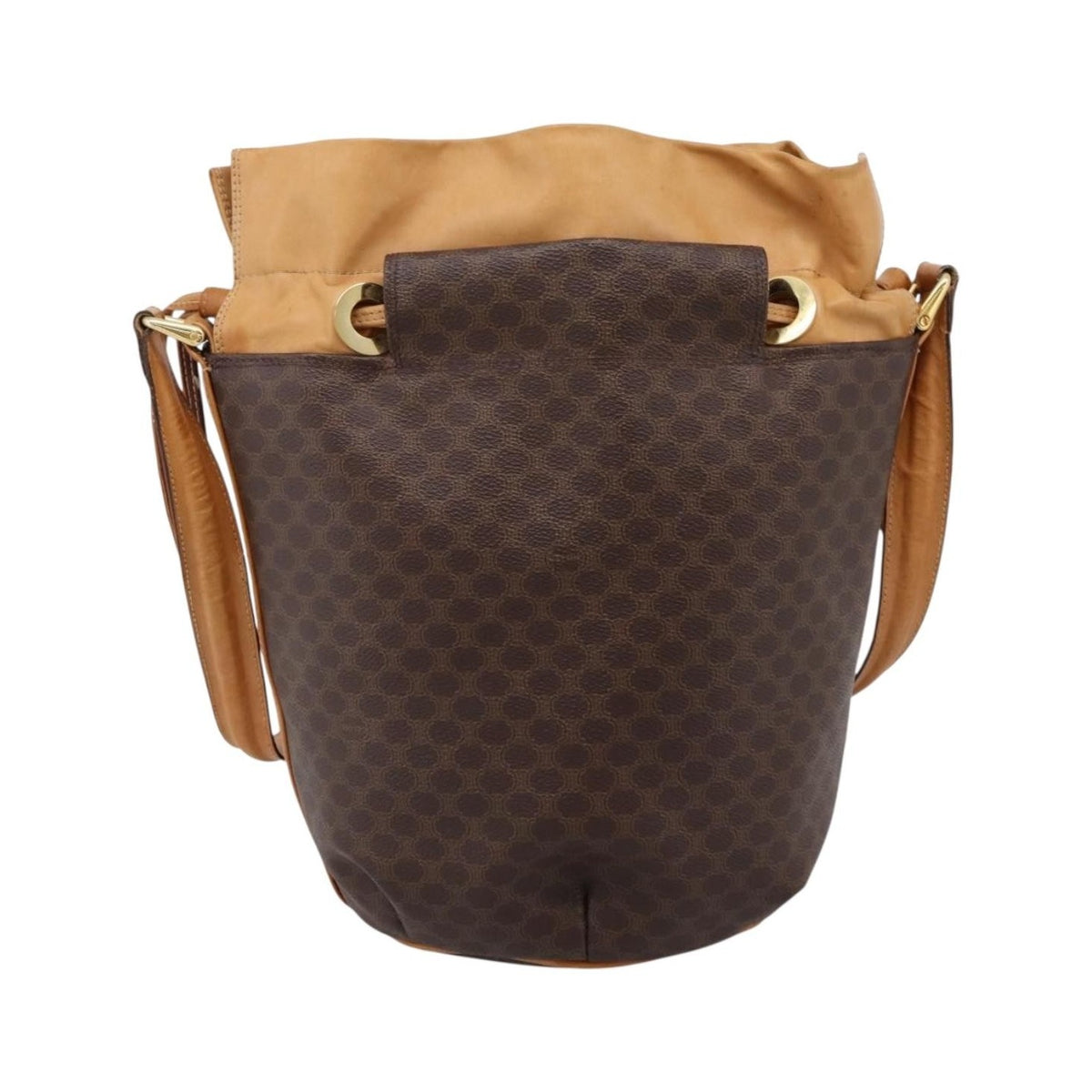 Celine Vintage Macadam Canvas and Leather, Brown, Canvas, Shoulder Bag