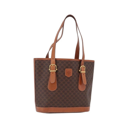 Celine Vintage Macadam Shopper Coated Canvas, Brown, Canvas, Tote Bag