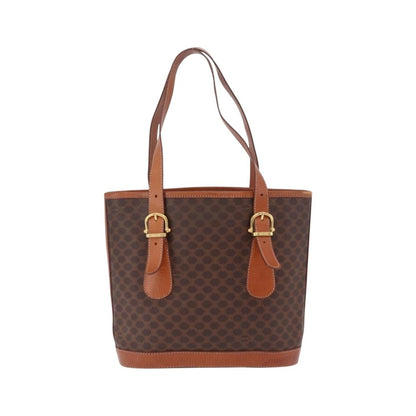 Celine Vintage Macadam Shopper Coated Canvas, Brown, Canvas, Tote Bag