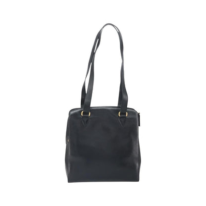Celine Vintage turn lock shoulder Leather, Black, Leather, Handbag