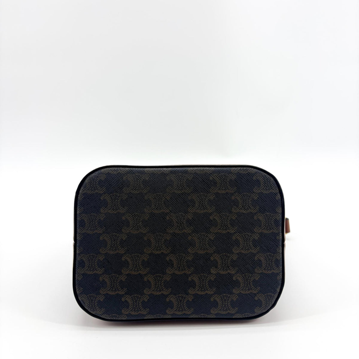 Celine Triomphe Bucket Embossed Suede, Black, Canvas, Handbag