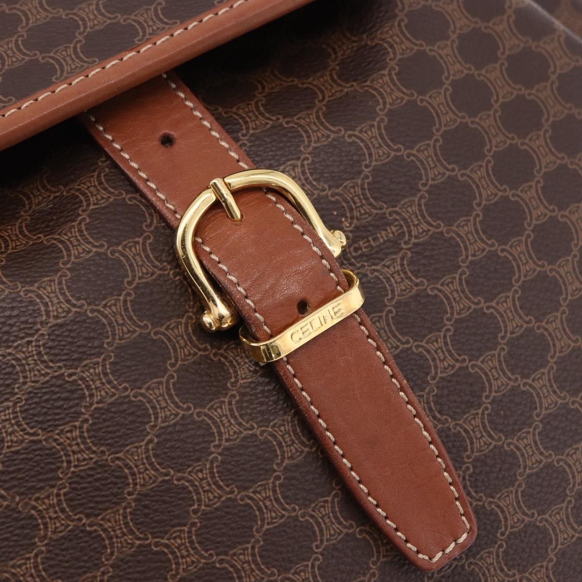 Celine Vintage Macadam Canvas, Brown, Canvas, Backpack