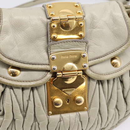 Miu Miu Beau Top Handle Leather, Beige, Leather, Handbag