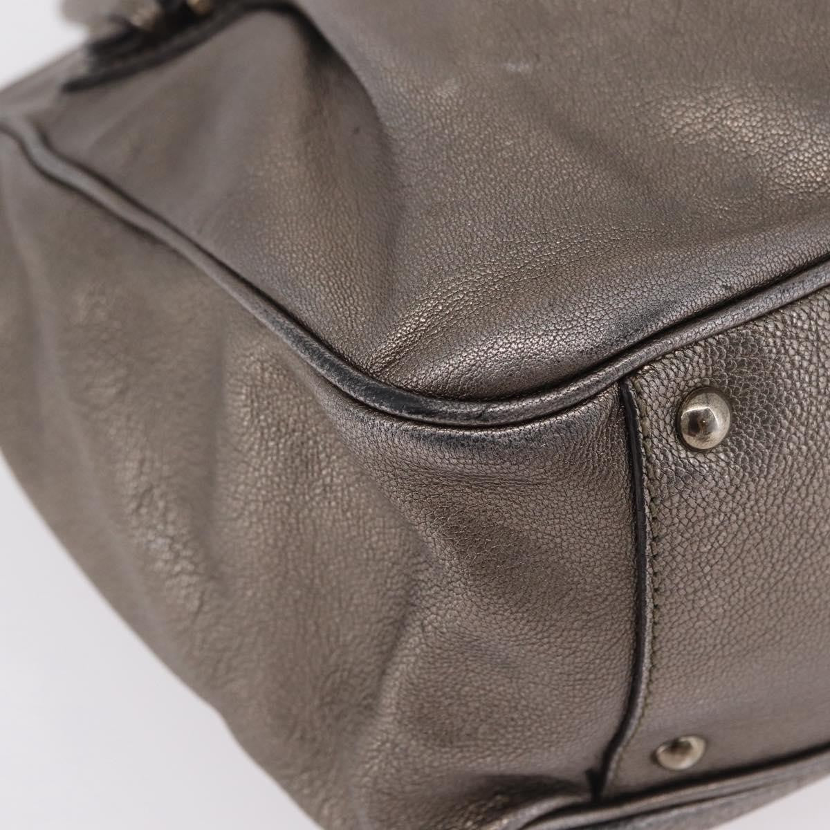 Salvatore Ferragamo Gancini Top Handle Leather, Silver, Leather, Handbag