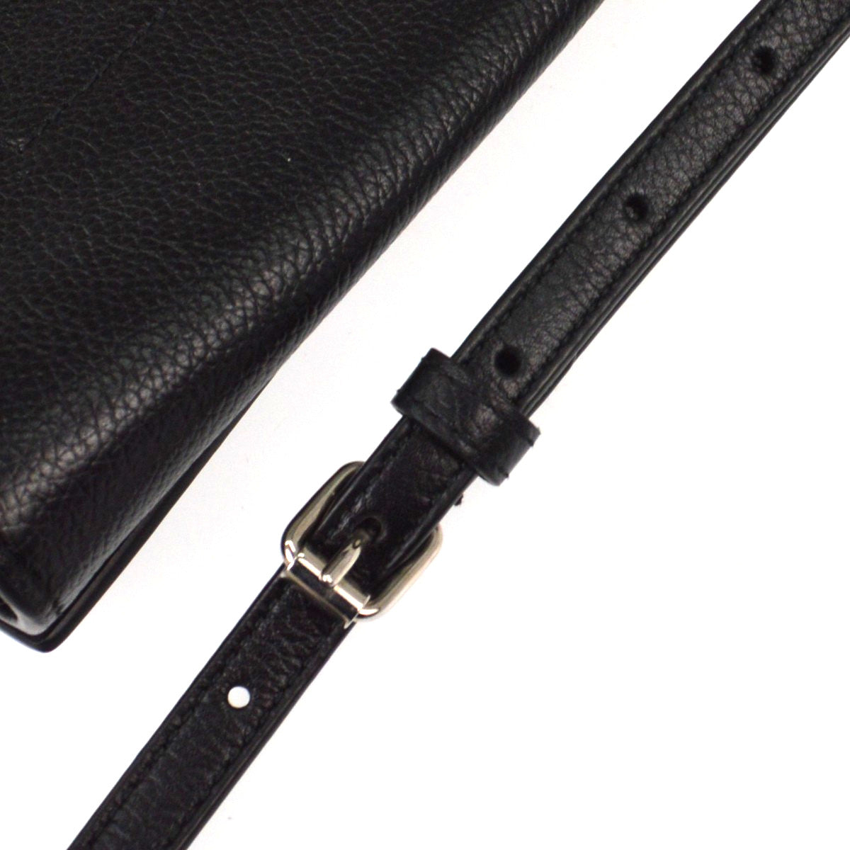 Balenciaga Logo Wallet with Strap Embossed Leather, Black, Leather, Crossbody Bag