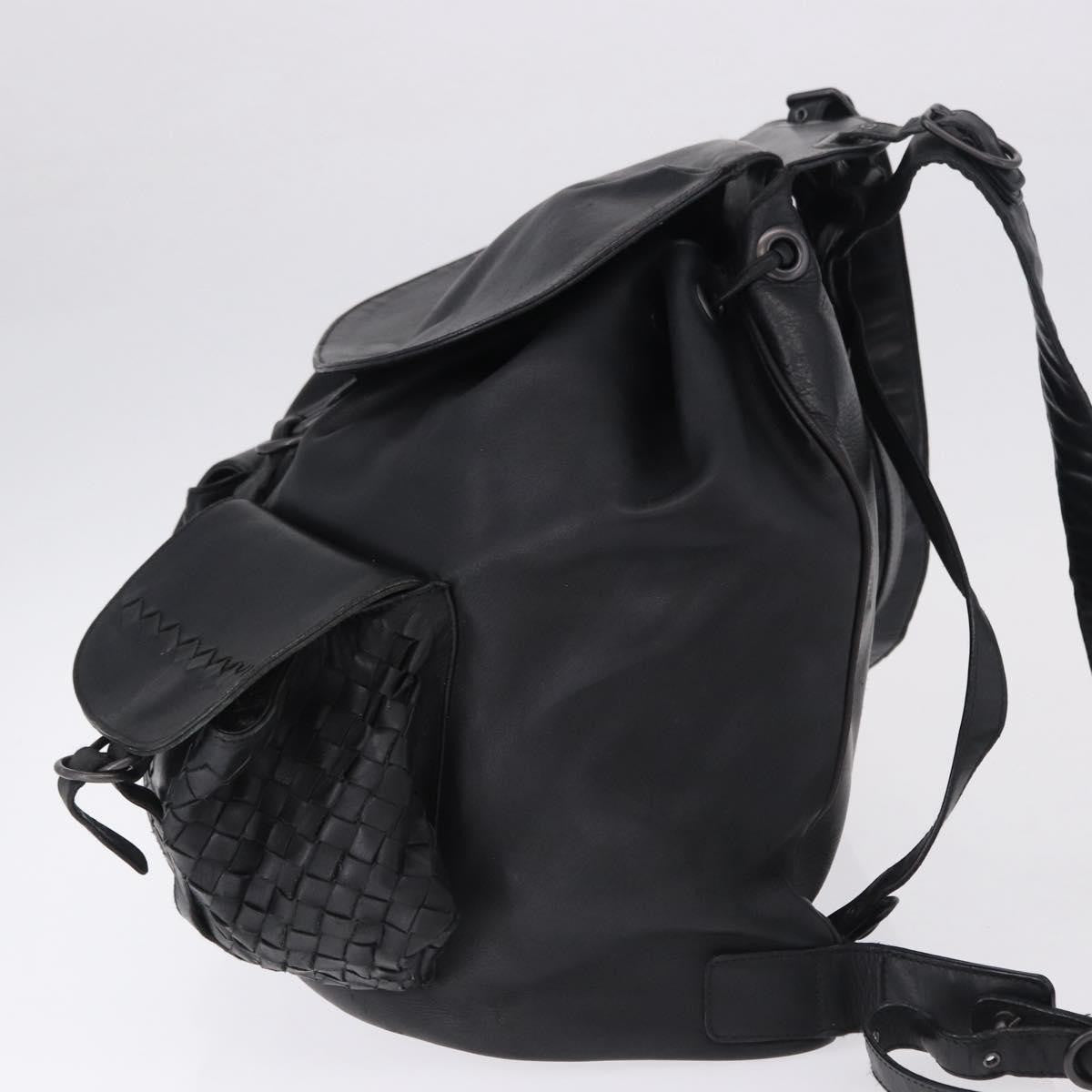 Bottega Veneta Intrecciato Leather, Black, Leather, Backpack