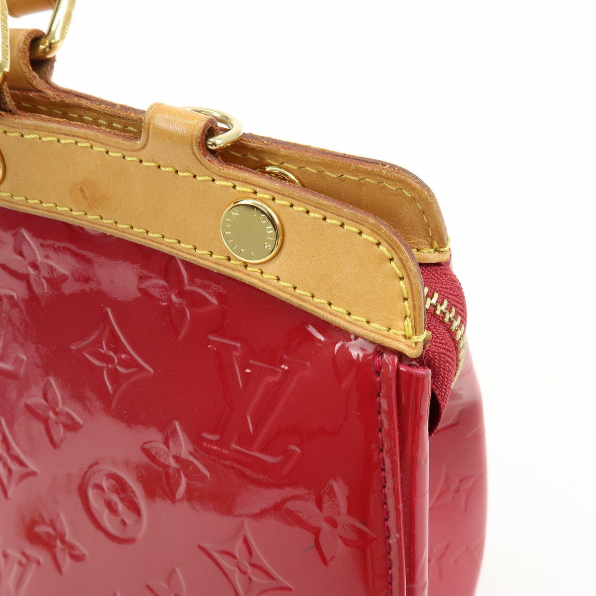 Louis Vuitton Brea Monogram Vernis, Red, Leather, Handbag
