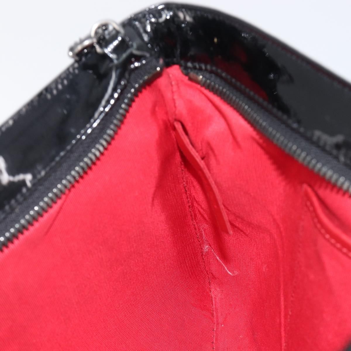 Christian Louboutin Loubiposh Clutch Spiked Patent, Black, Patent Leather, Clutch