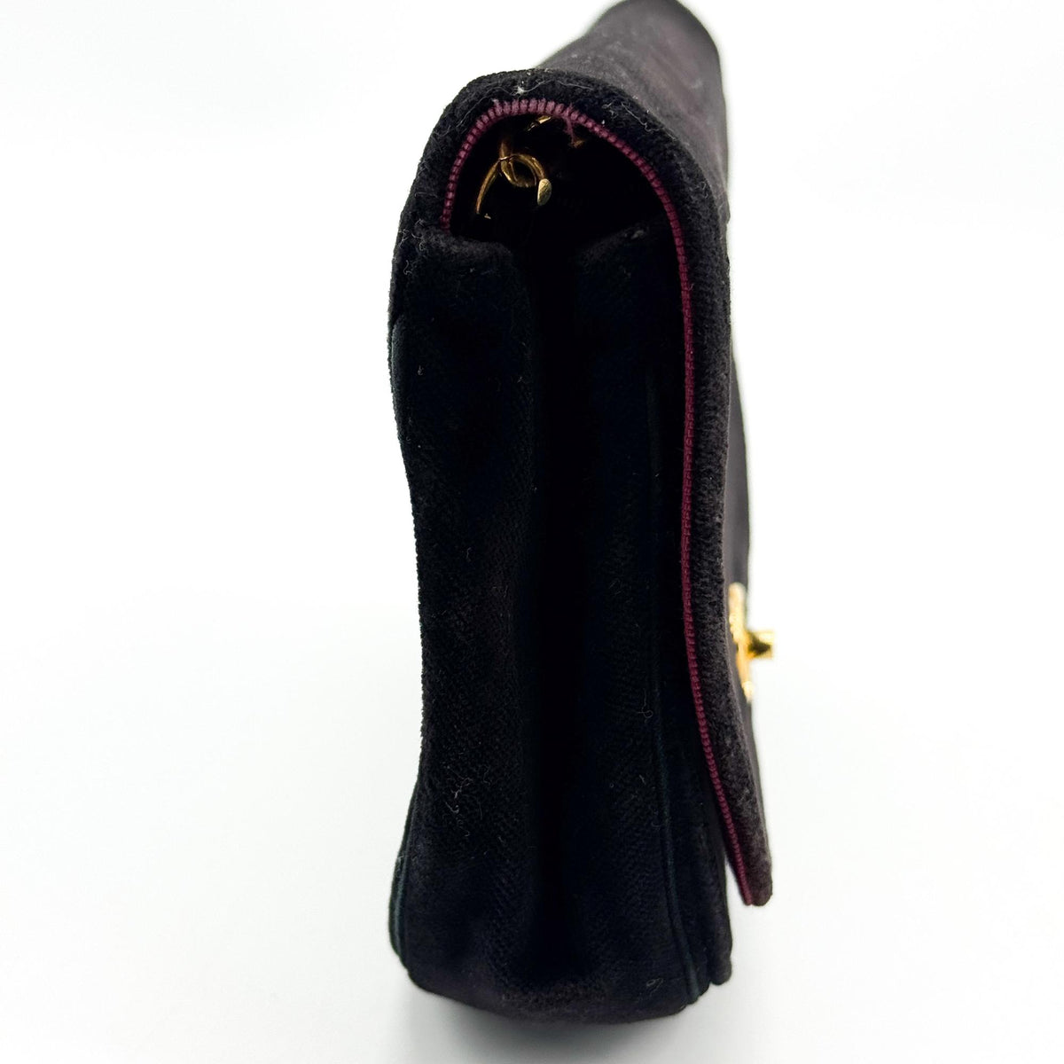 Chanel CC Half Moon Clutch Quilted Velvet, Black, Velvet, Clutch