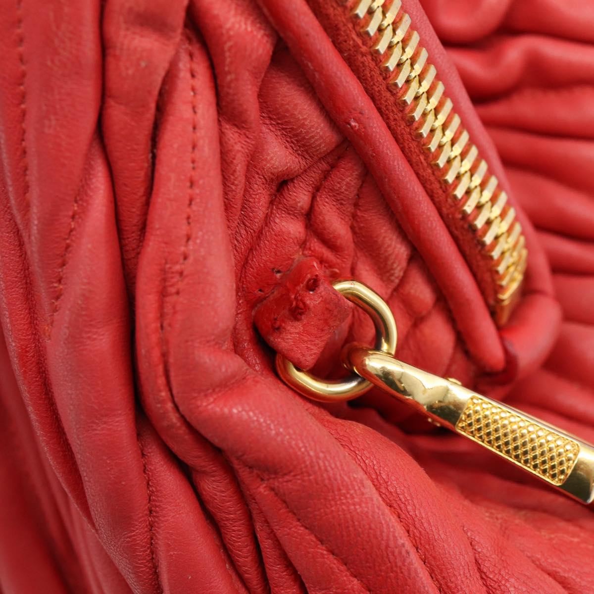 Miu Miu Madras Bowler Matelasse Leather, Red, Leather, Handbag
