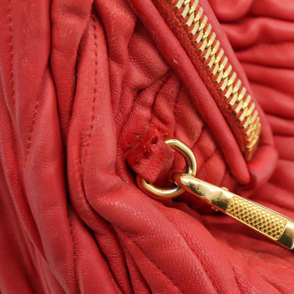 Miu Miu Madras Bowler Matelasse Leather, Red, Leather, Handbag