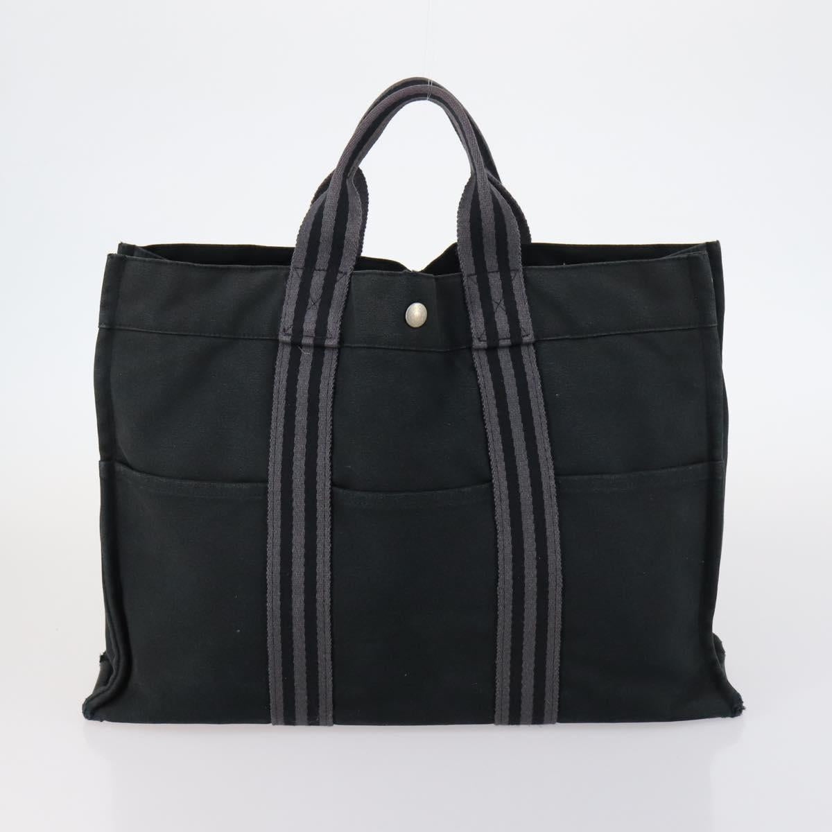 Hermes Fourre Tout Tote Canvas, BLACK, CANVAS, Handbag