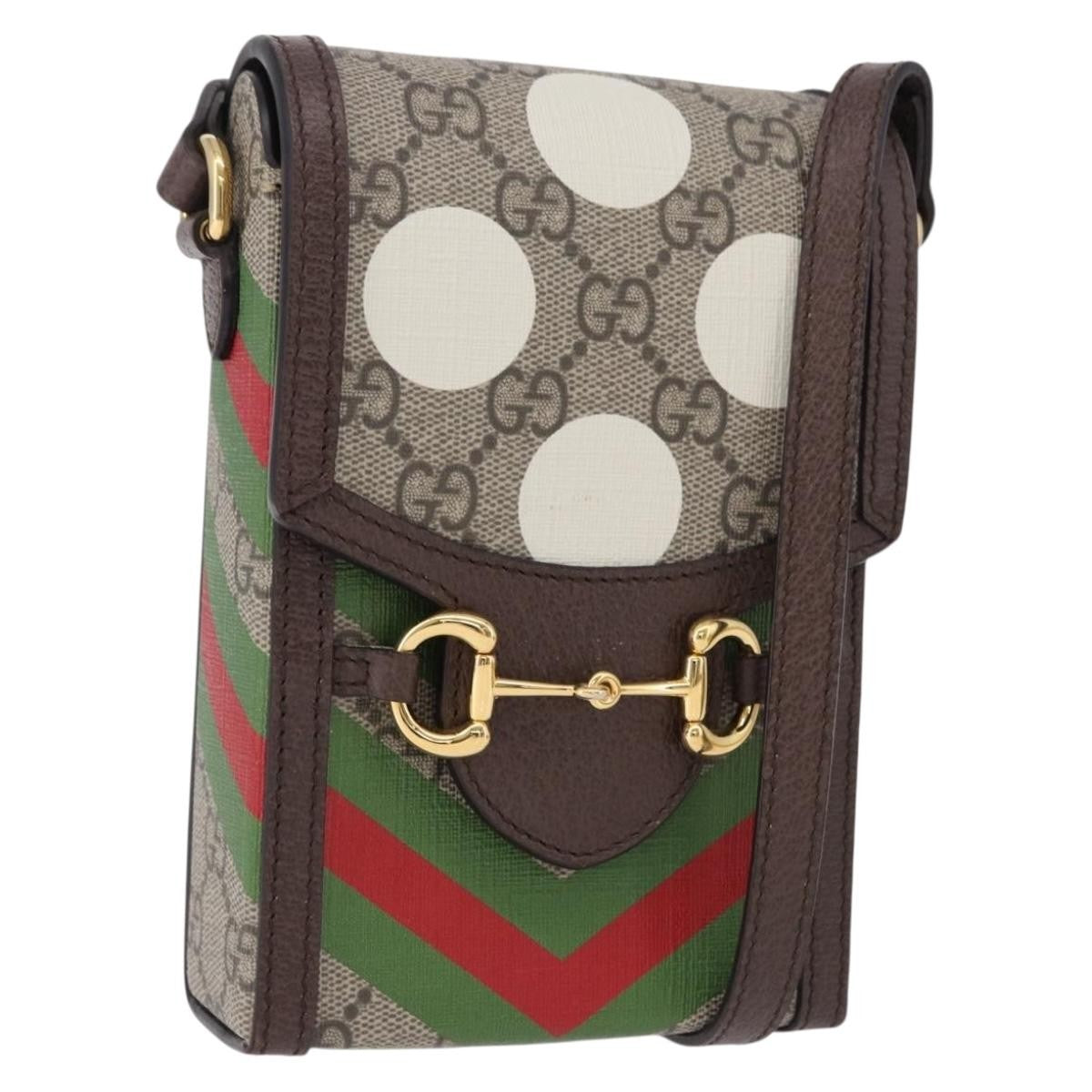 Gucci Horsebit 1955 Printed GG Coated Canvas, Beige, Canvas, Crossbody Bag