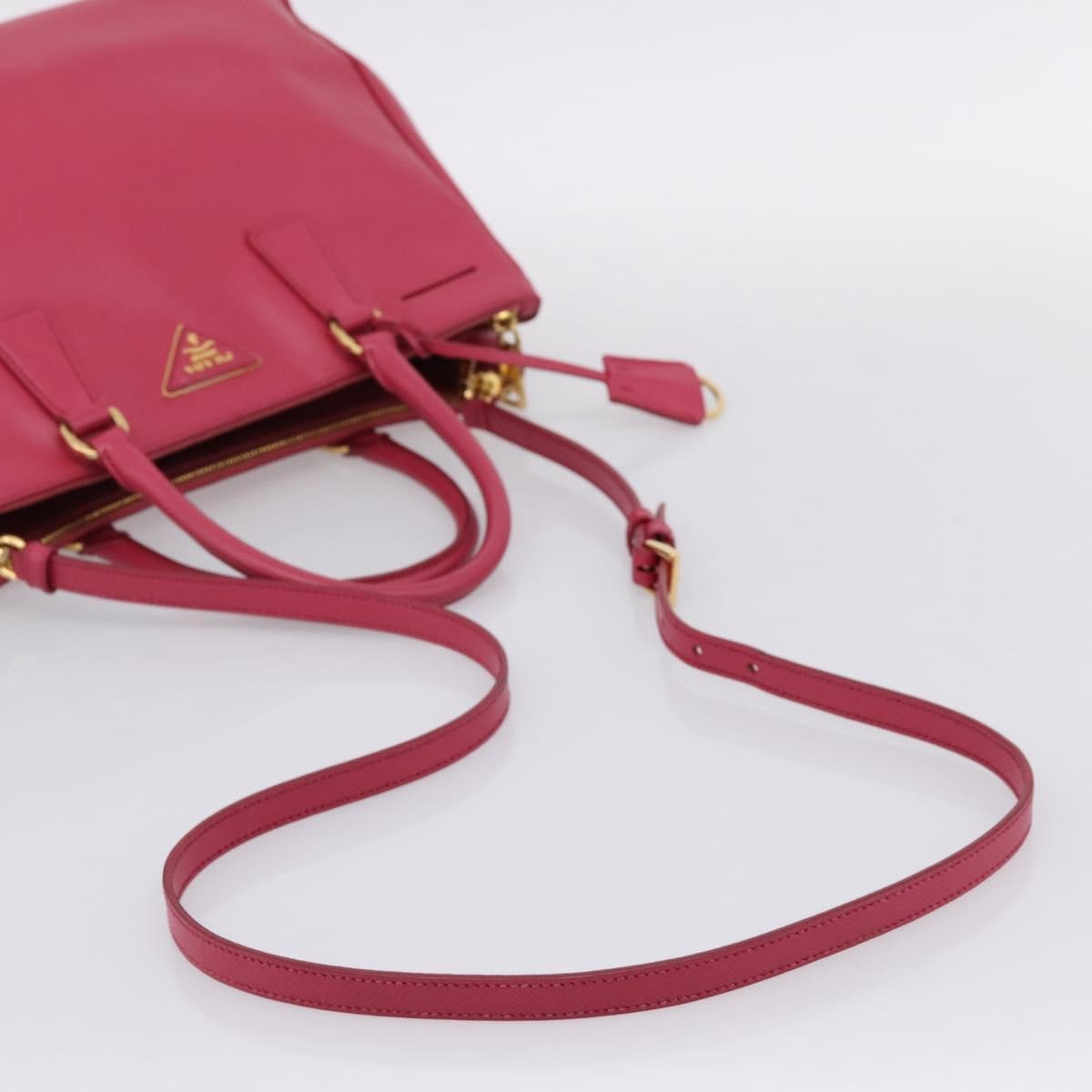Prada Galleria Double Zip Saffiano Leather, Pink, Leather, Tote Bag