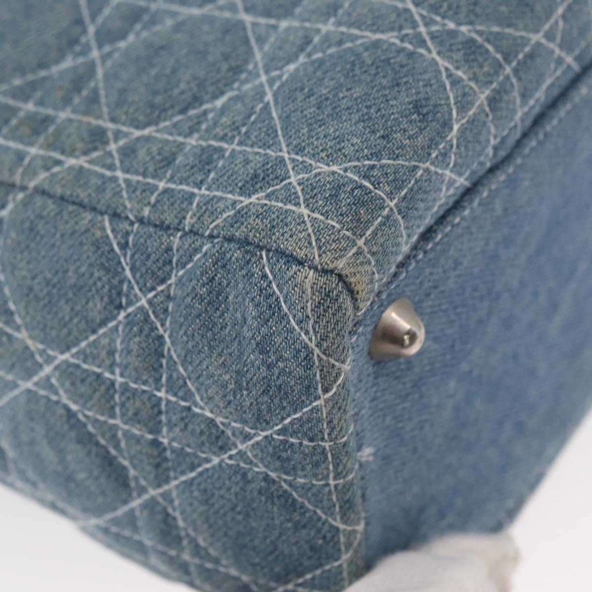 Christian Dior Vintage Lady Dior Bag Cannage Quilt Denim, BLUE, CANVAS, Tote bag