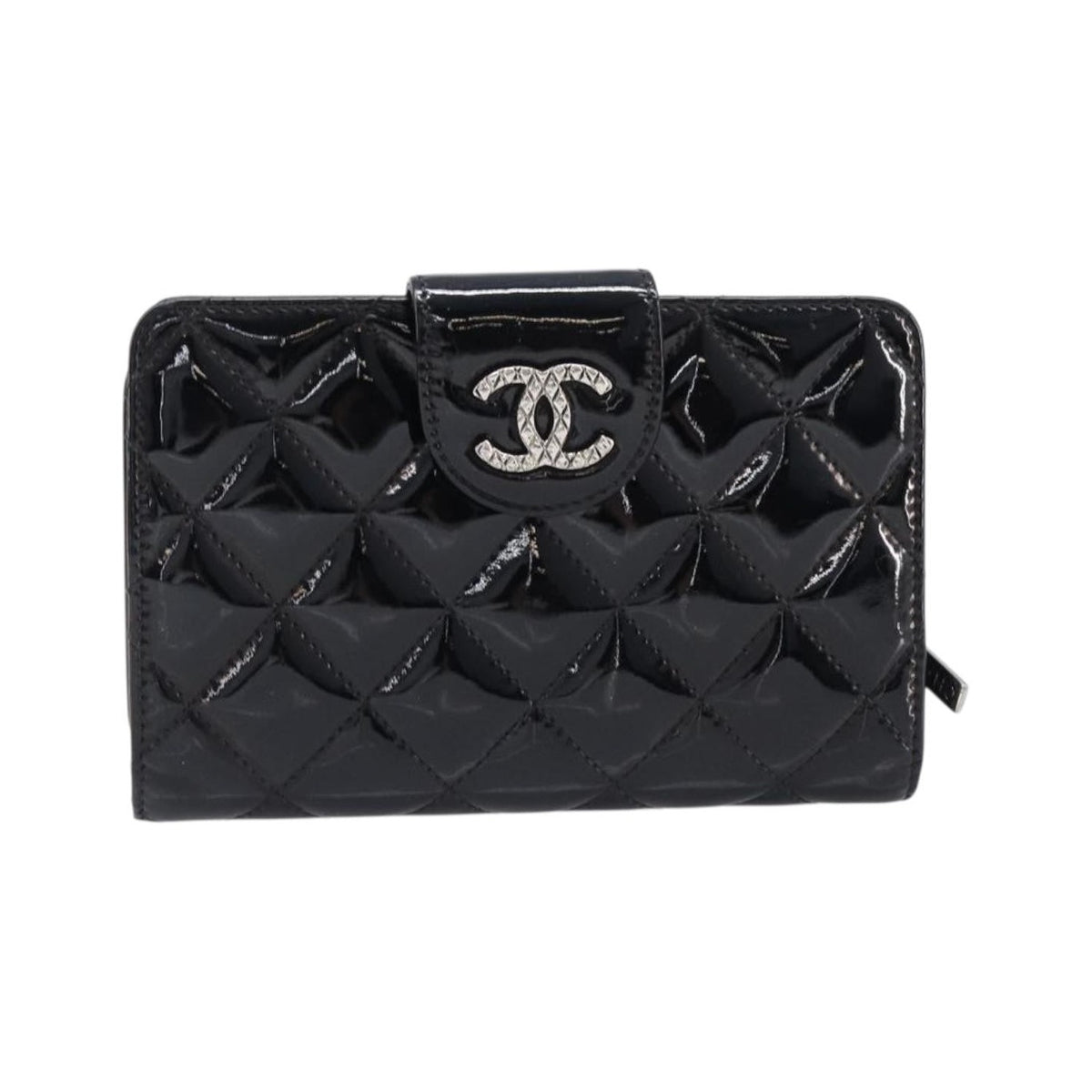 Chanel Brilliant CC French Quilted Patent, Black, Patent Leather, Wallet