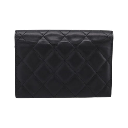 Chanel Cambon Flap Card Case Quilted Lambskin, Black, Leather, Card Holder