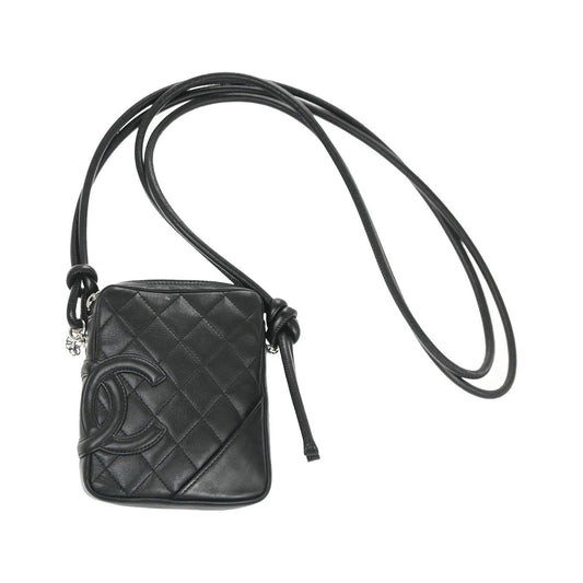 Chanel Cambon Pochette Quilted Leather, Black, Leather, Shoulder Bag