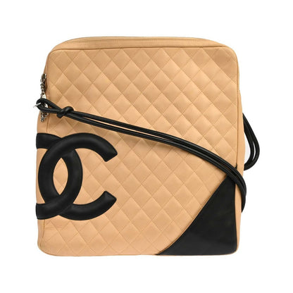 Chanel Cambon Quilted Leather, Beige, Leather, Shoulder Bag