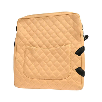 Chanel Cambon Quilted Leather, Beige, Leather, Shoulder Bag