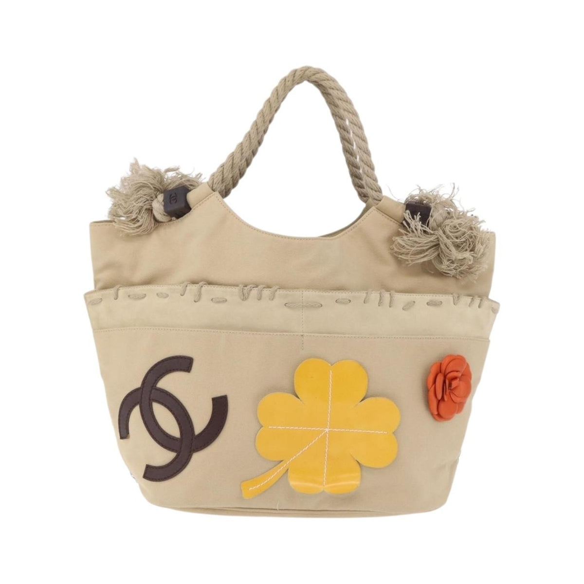 Chanel Camellia Flower Tote Canvas, Beige, Canvas, Tote Bag