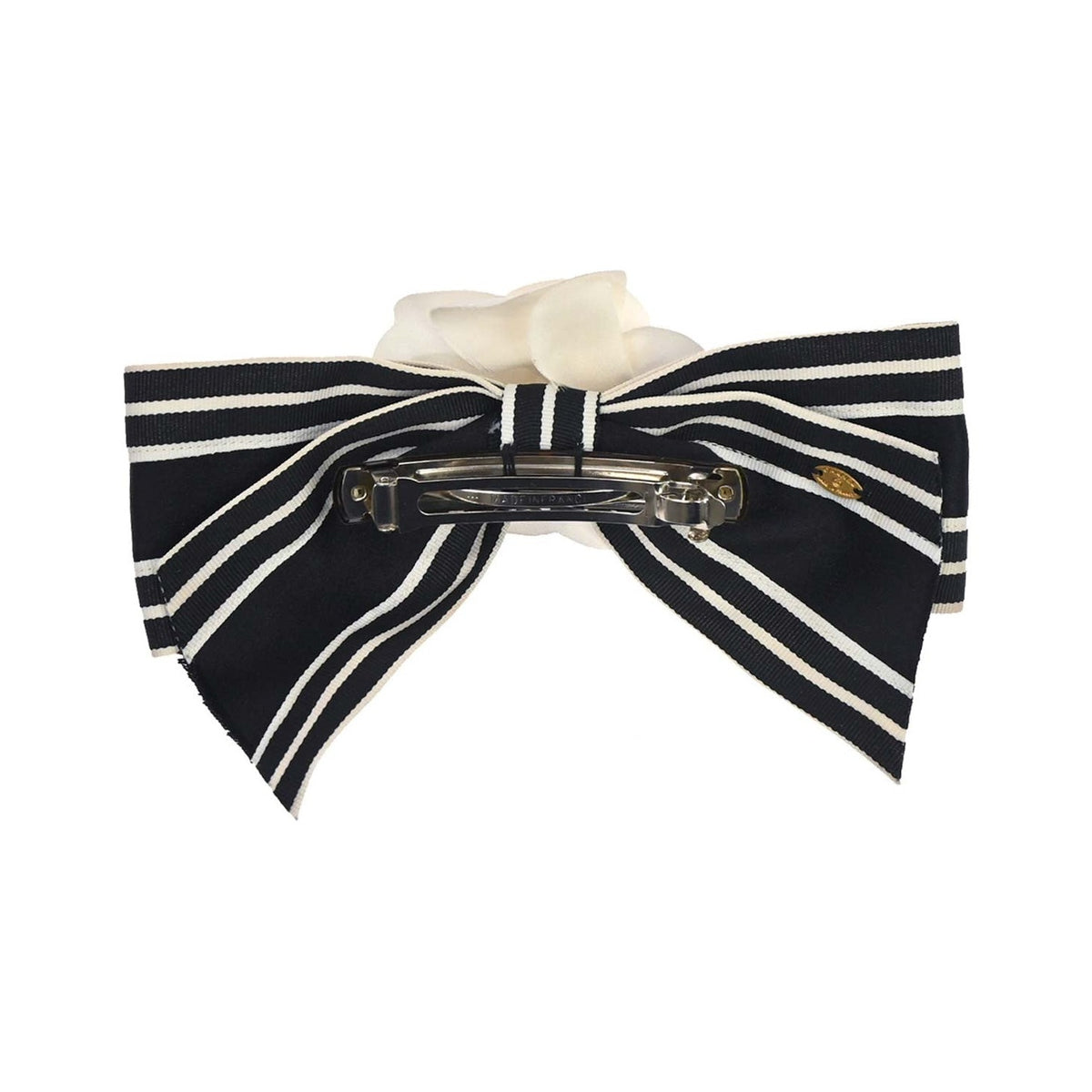 Chanel Camellia Hair Barrette Satin, Black, Satin, Head Accessory