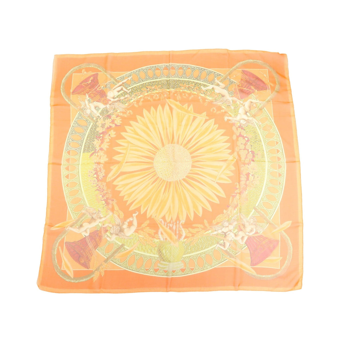 Chanel Carré 90 Silk, Orange, Silk, Scarf