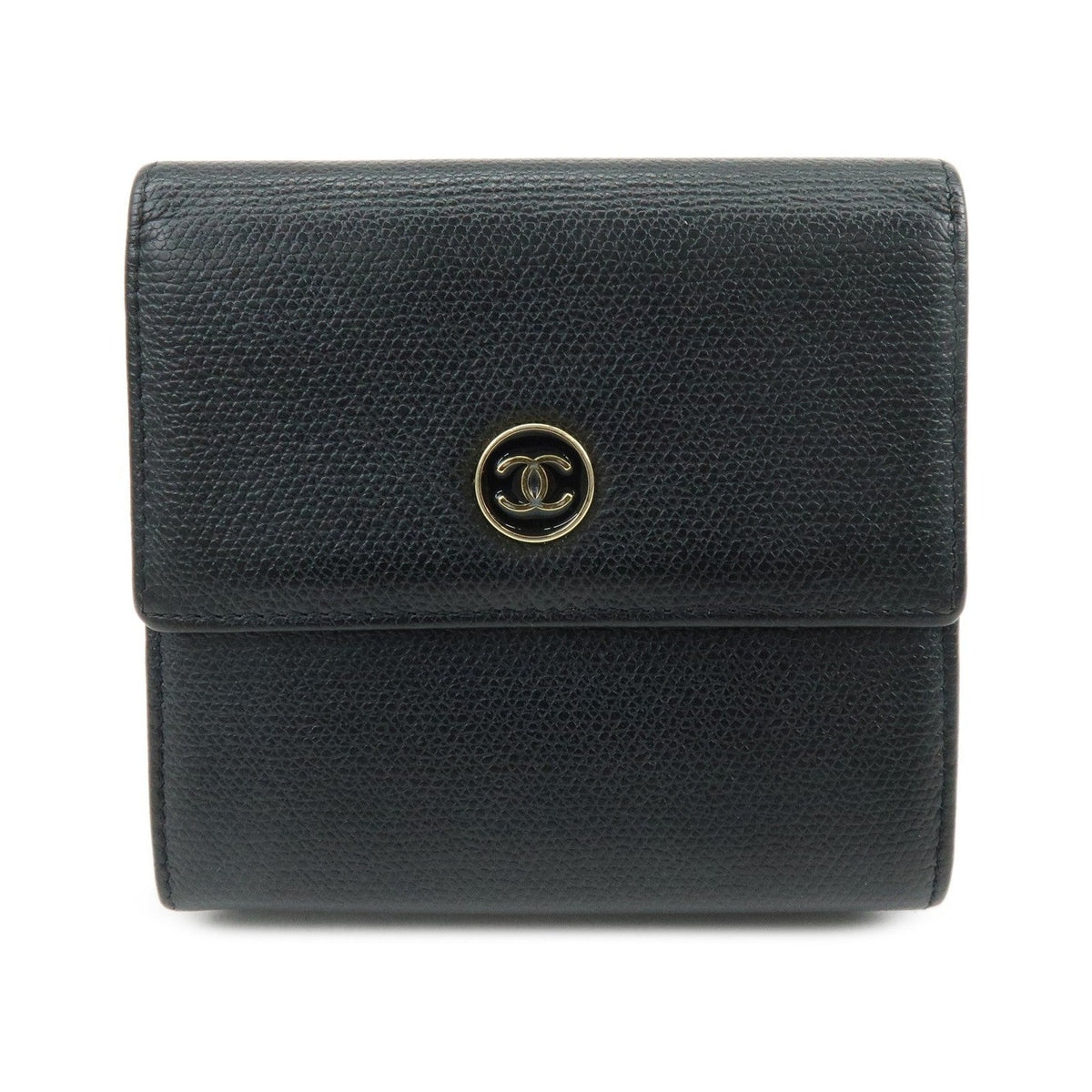 Chanel CC Button Coin Purse Leather, Black, Calfskin, Card Holder