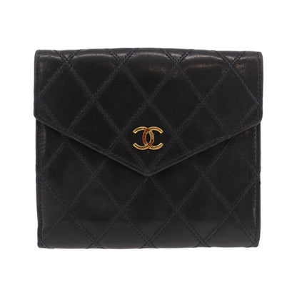 Chanel CC Compact Quilted Caviar, Black, Leather, Wallet
