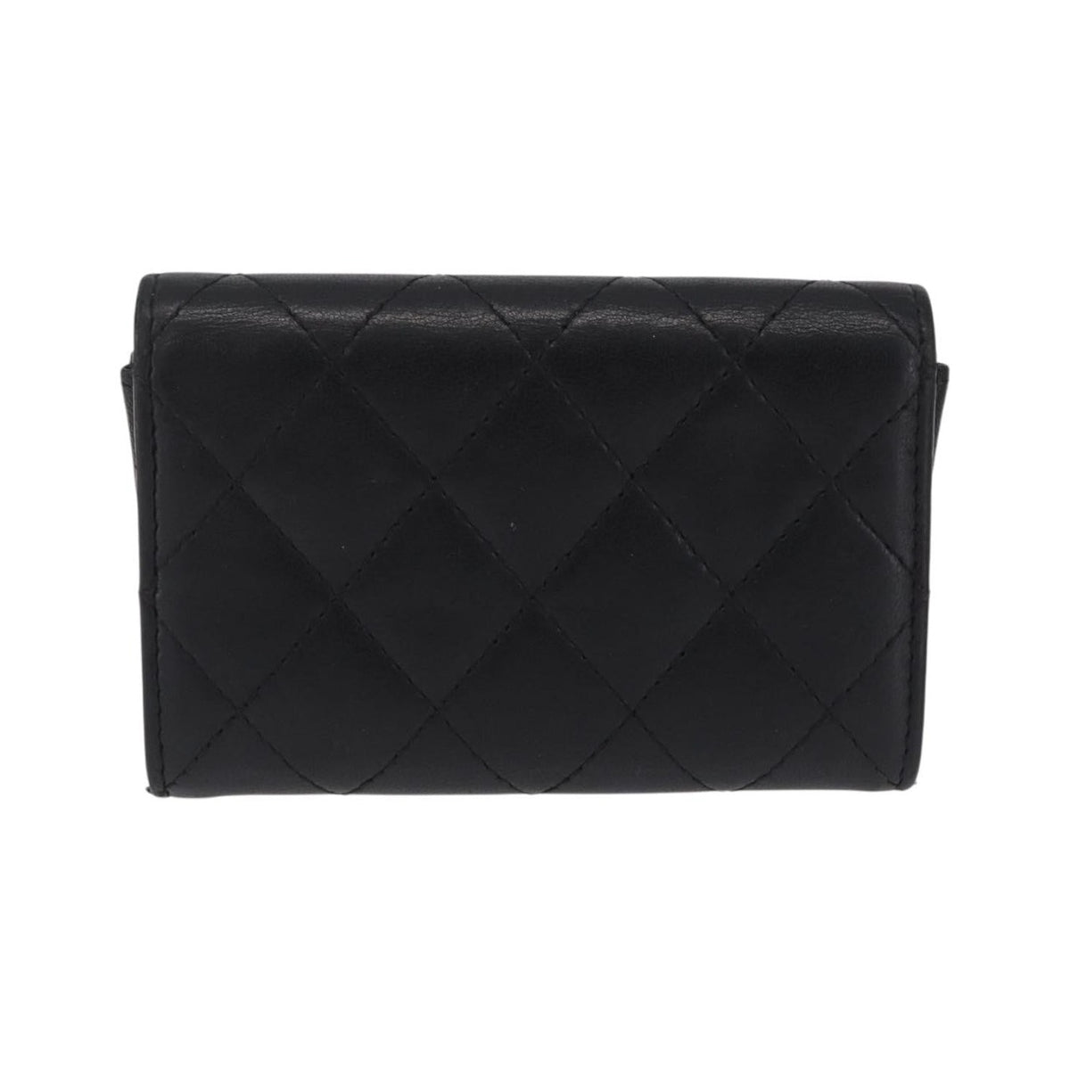 Chanel CC Flap Card Case Quilted Lambskin, Black, Leather, Card Holder