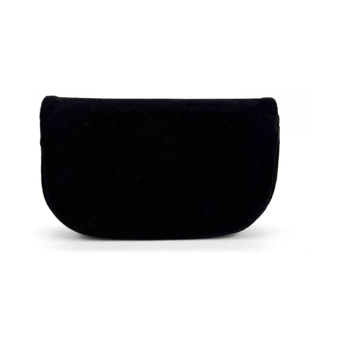 Chanel CC Half Moon Clutch Quilted Velvet, Black, Velvet, Clutch
