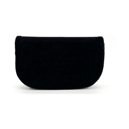 Chanel CC Half Moon Clutch Quilted Velvet, Black, Velvet, Clutch