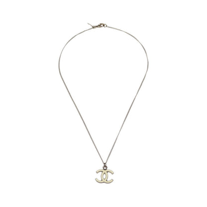 Chanel CC Logo Pendant Metal, Silver, Silver Plated, Necklace