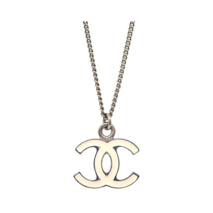 Chanel CC Logo Pendant Metal, Silver, Silver Plated, Necklace