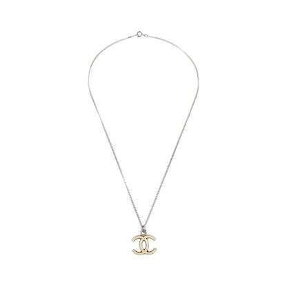 Chanel CC Logo Pendant Metal, Silver, Silver Plated, Necklace