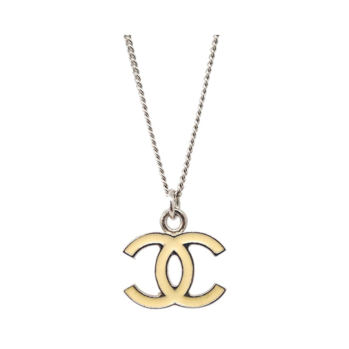 Chanel CC Logo Pendant Metal, Silver, Silver Plated, Necklace