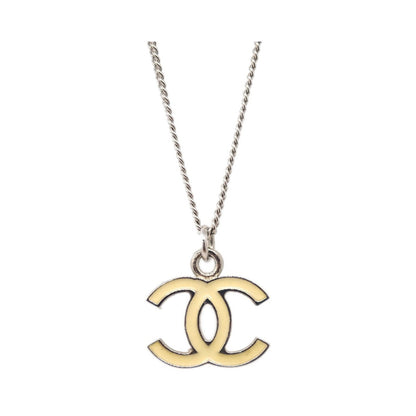 Chanel CC Logo Pendant Metal, Silver, Silver Plated, Necklace