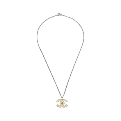Chanel CC Logo Pendant Metal, Silver, Silver Plated, Necklace