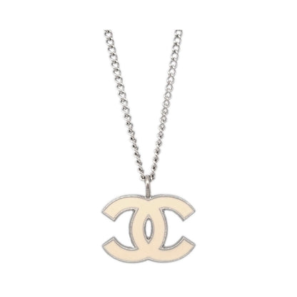 Chanel CC Logo Pendant Metal, Silver, Silver Plated, Necklace