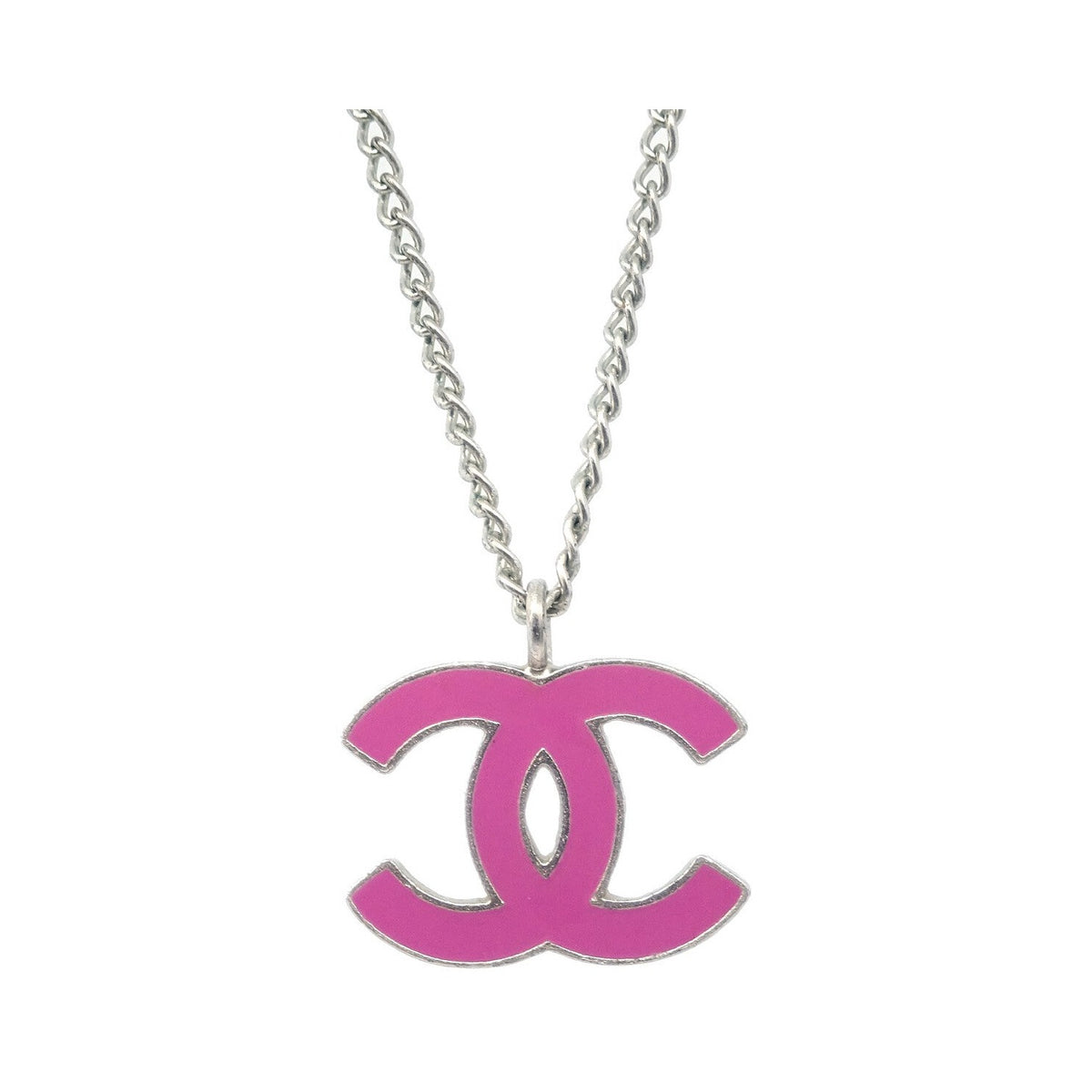 Chanel CC Pendant Metal, Silver, Silver Plated, Necklace