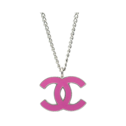 Chanel CC Pendant Metal, Silver, Silver Plated, Necklace