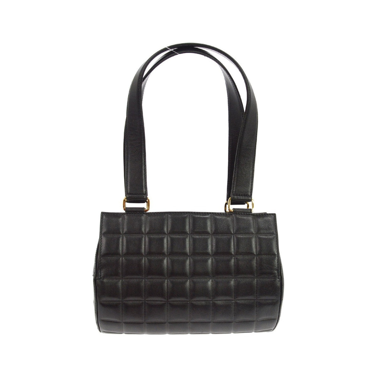 Chanel Chocolate Bar Barrel Quilted Leather, Black, Leather, Handbag