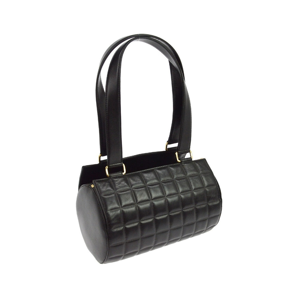 Chanel Chocolate Bar Barrel Quilted Leather, Black, Leather, Handbag