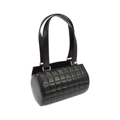 Chanel Chocolate Bar Barrel Quilted Leather, Black, Leather, Handbag