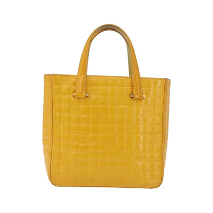 Chanel Chocolate Bar CC Quilted Patent, Yellow, Patent Leather, Tote Bag