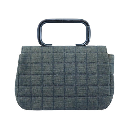Chanel Chocolate Bar Mademoiselle Top Handle Quilted Denim, Blue, Canvas, Handbag