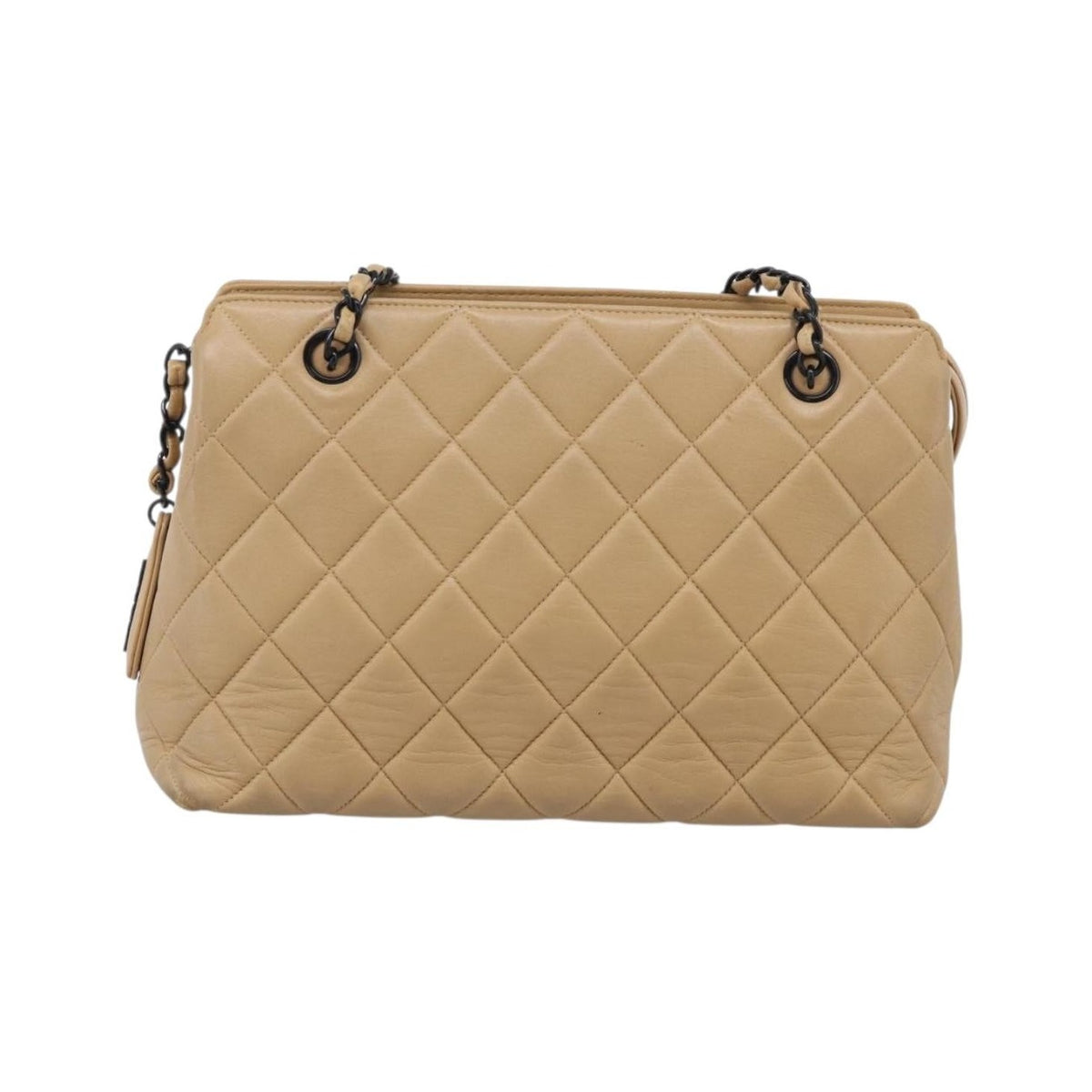 Chanel City Shopping Quilted Caviar, Beige, Leather, Tote Bag